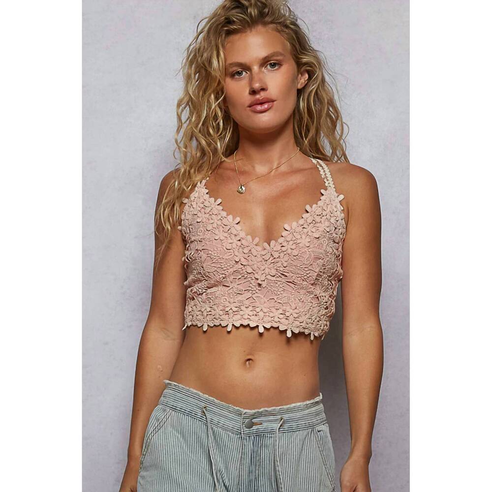 NEW POL floral lace bralette in pink